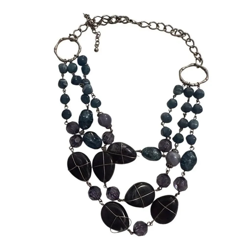 Nordstrom navy stone layered statement necklace